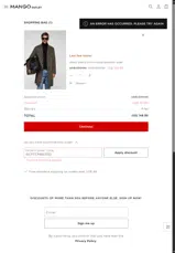 Mango Outlet coupon verification screenshot