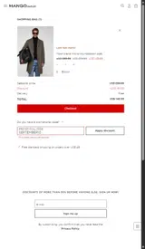 Mango Outlet coupon verification screenshot