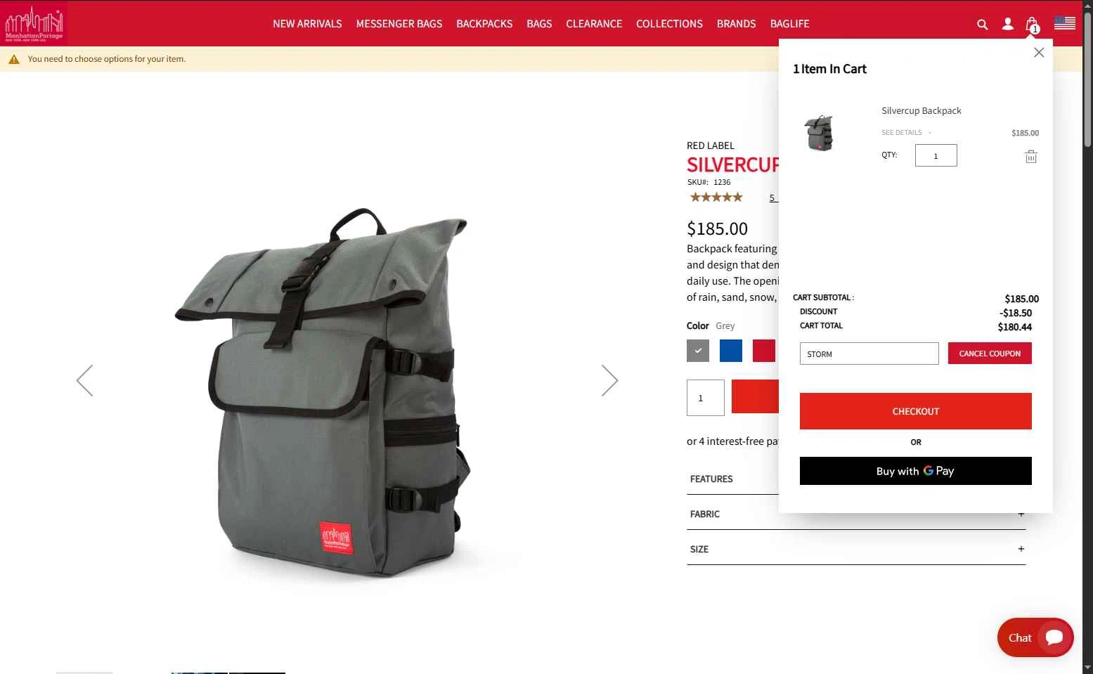 Manhattan Portage checkout page showing Manhattan Portage discount code box | Screenshot taken by SimplyCodes community member on Aug 28, 2025