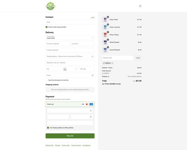 Manitoba Harvest checkout page showing Manitoba Harvest promo code box | Screenshot taken by SimplyCodes community member on Sep 7, 2025