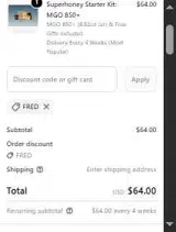 FRED coupon verification screenshot