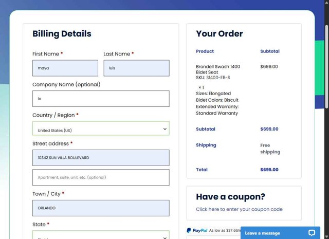 Many Bidets checkout page showing Many Bidets coupon code box | Screenshot taken by SimplyCodes community member on May 6, 2025