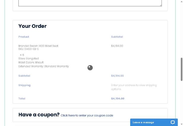 Many Bidets checkout page showing Many Bidets coupon code box | Screenshot taken by SimplyCodes community member on May 6, 2025