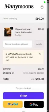 Manymoons coupon verification screenshot