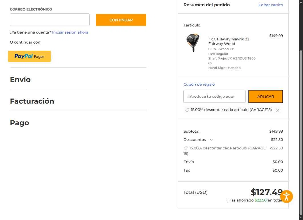 Maple Hill Golf checkout page showing Maple Hill Golf coupon code box | Screenshot taken by SimplyCodes community member on Dec 30, 2025