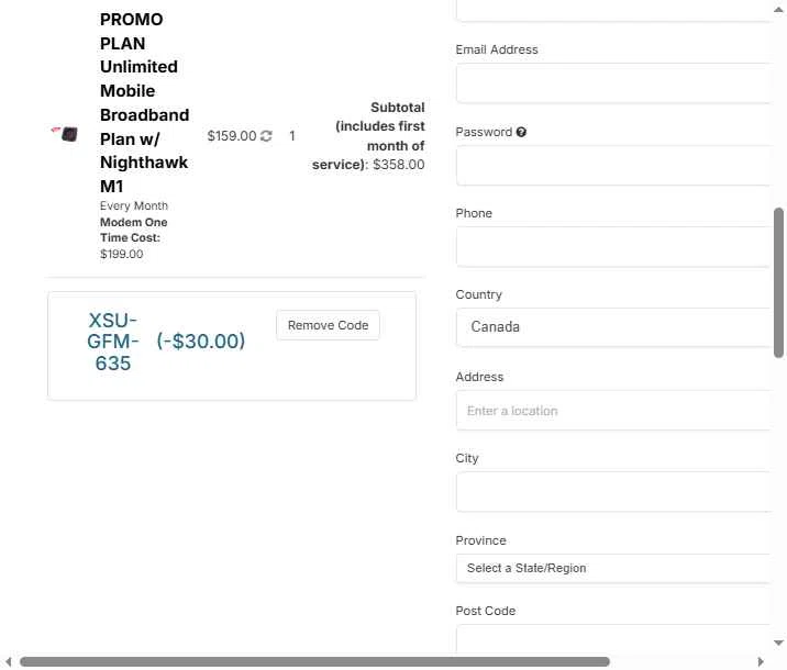 Maple WiFI checkout page showing Maple WiFI promo code box | Screenshot taken by SimplyCodes community member on Jun 21, 2025