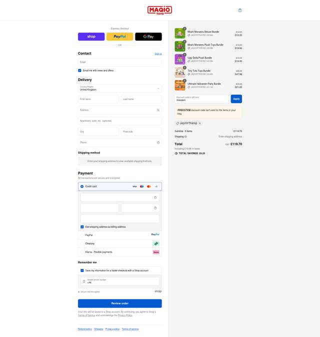Maqio checkout page showing Maqio discount code box | Screenshot taken by SimplyCodes community member on Sep 10, 2025