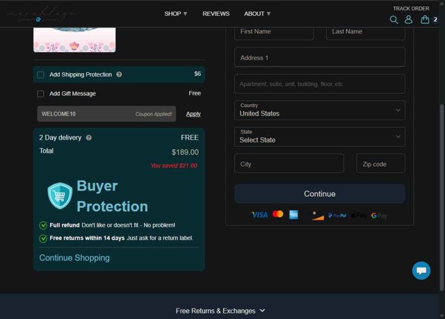 Marahlago checkout page showing Marahlago discount code box | Screenshot taken by SimplyCodes community member on Aug 22, 2025