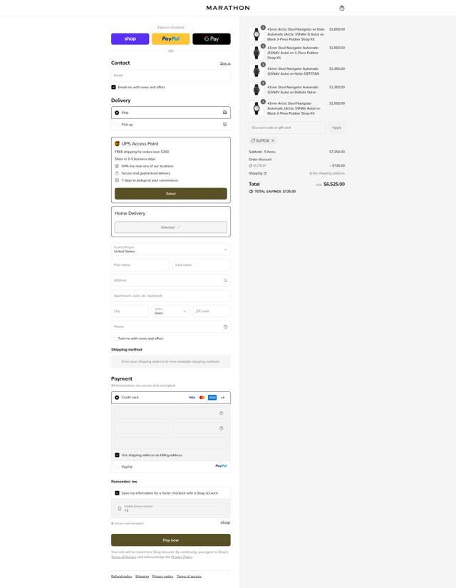 Marathon Watch checkout page showing Marathon Watch discount code box | Screenshot taken by SimplyCodes community member on Sep 12, 2025