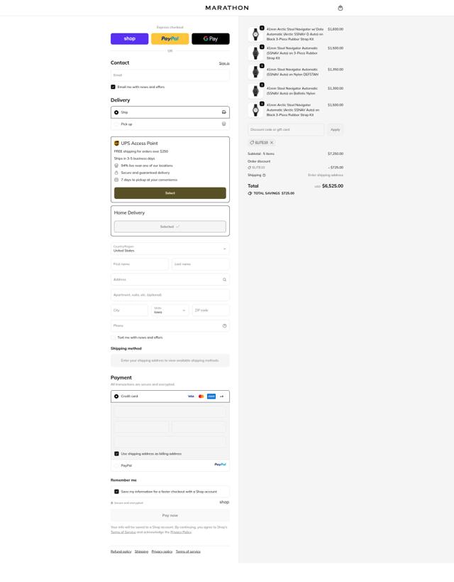 Marathon Watch checkout page showing Marathon Watch discount code box | Screenshot taken by SimplyCodes community member on Sep 21, 2025