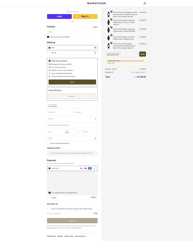 Marathon Watch checkout page showing Marathon Watch discount code box | Screenshot taken by SimplyCodes community member on Sep 17, 2025