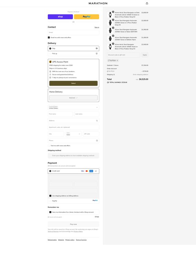 Marathon Watch checkout page showing Marathon Watch discount code box | Screenshot taken by SimplyCodes community member on Sep 17, 2025