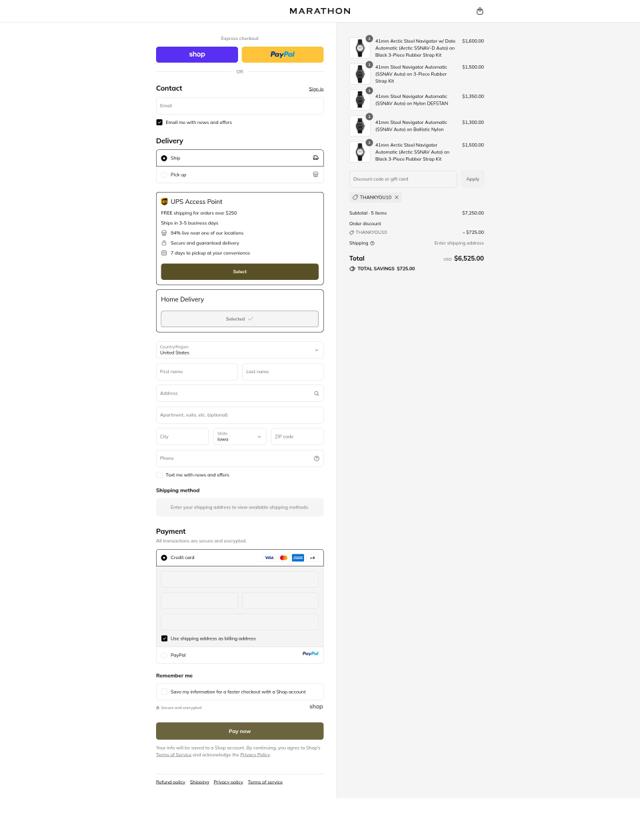Marathon Watch checkout page showing Marathon Watch discount code box | Screenshot taken by SimplyCodes community member on Sep 17, 2025