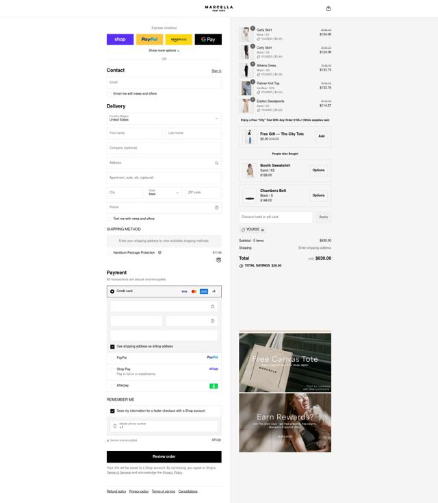 Marcella NYC. checkout page showing Marcella NYC. discount code box | Screenshot taken by SimplyCodes community member on Sep 12, 2025