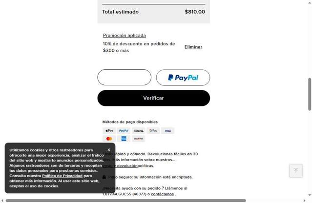 Marciano checkout page showing Marciano promo code box | Screenshot taken by SimplyCodes community member on Sep 8, 2025