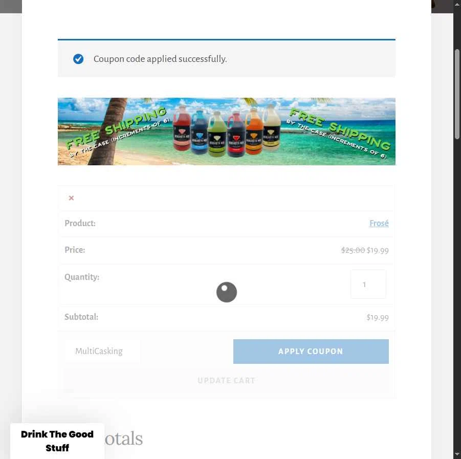 Margarita Man checkout page showing Margarita Man coupon code box | Screenshot taken by SimplyCodes community member on Jan 10, 2026