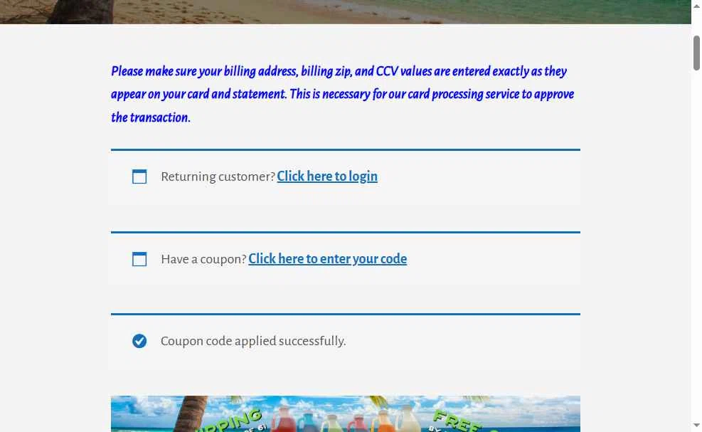 Margarita Man checkout page showing Margarita Man coupon code box | Screenshot taken by SimplyCodes community member on Jan 6, 2026