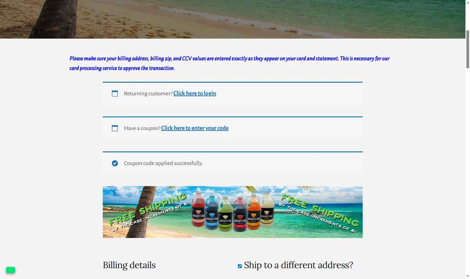 Margarita Man checkout page showing Margarita Man coupon code box | Screenshot taken by SimplyCodes community member on Jan 3, 2026