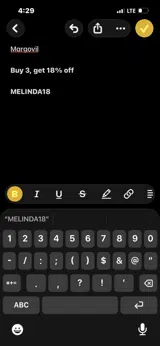 MELINDA18 coupon verification screenshot
