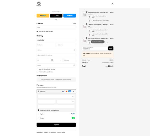 Maria Nila checkout page showing Maria Nila discount code box | Screenshot taken by SimplyCodes community member on Sep 12, 2025