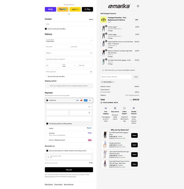 Marika checkout page showing Marika promo code box | Screenshot taken by SimplyCodes community member on Sep 10, 2025