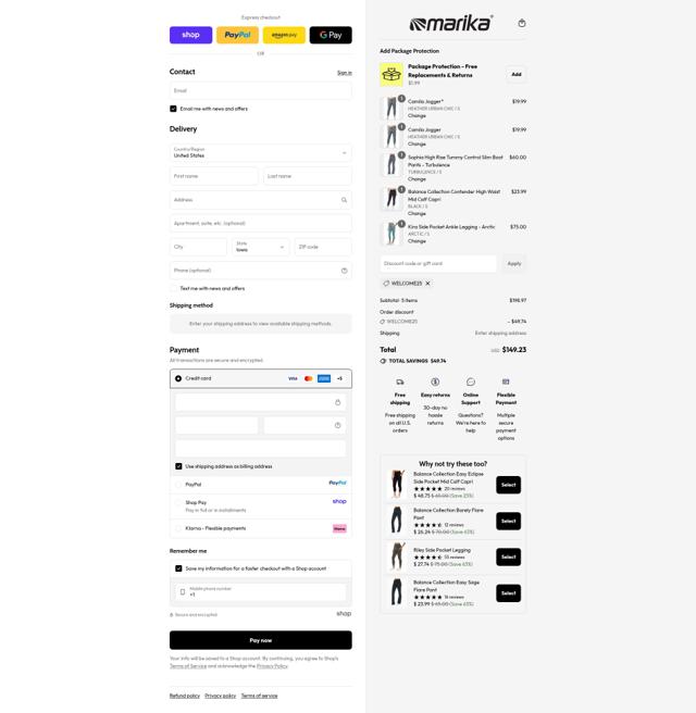 Marika checkout page showing Marika promo code box | Screenshot taken by SimplyCodes community member on Sep 15, 2025