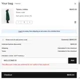 WELCOME10 coupon verification screenshot