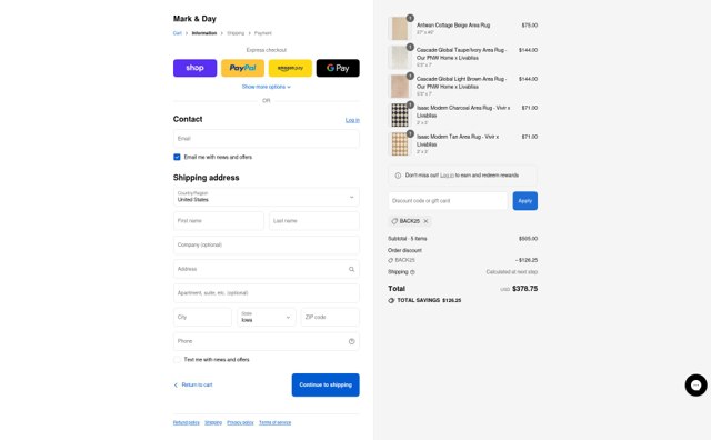 Mark And Day checkout page showing Mark And Day promo code box | Screenshot taken by SimplyCodes community member on Sep 3, 2025