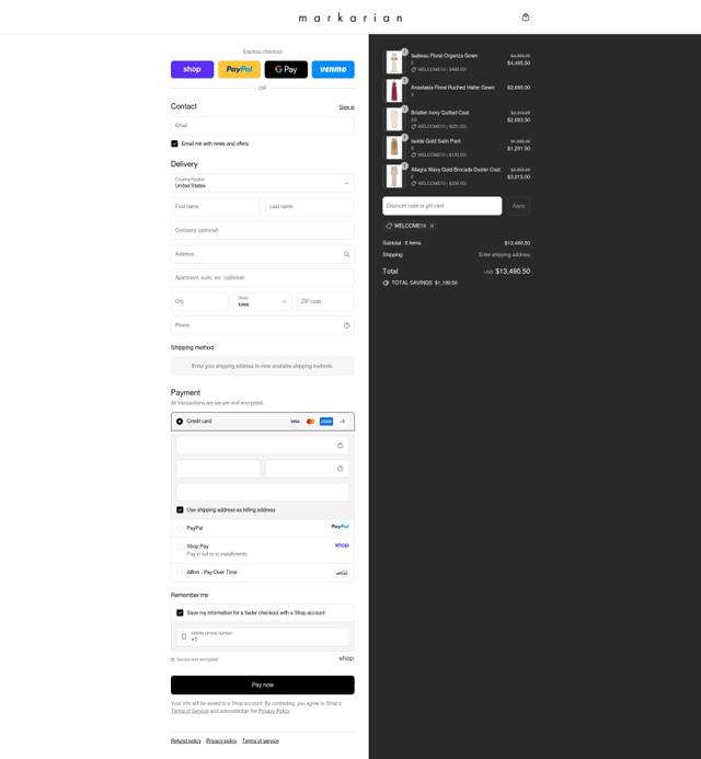 Markarian checkout page showing Markarian promo code box | Screenshot taken by SimplyCodes community member on Sep 11, 2025