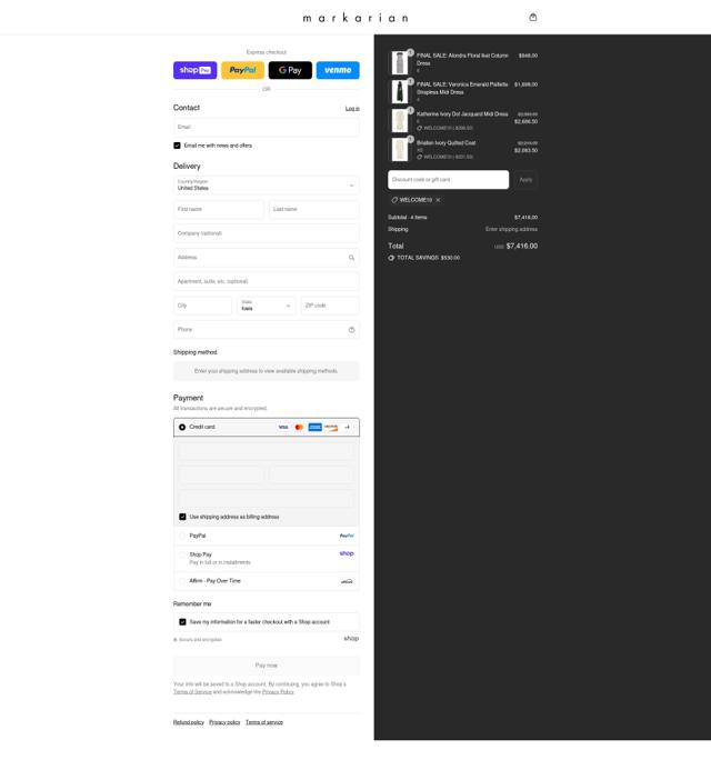 Markarian checkout page showing Markarian promo code box | Screenshot taken by SimplyCodes community member on Aug 22, 2025