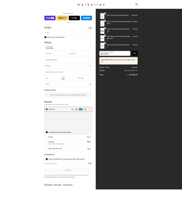 Markarian checkout page showing Markarian promo code box | Screenshot taken by SimplyCodes community member on Aug 26, 2025