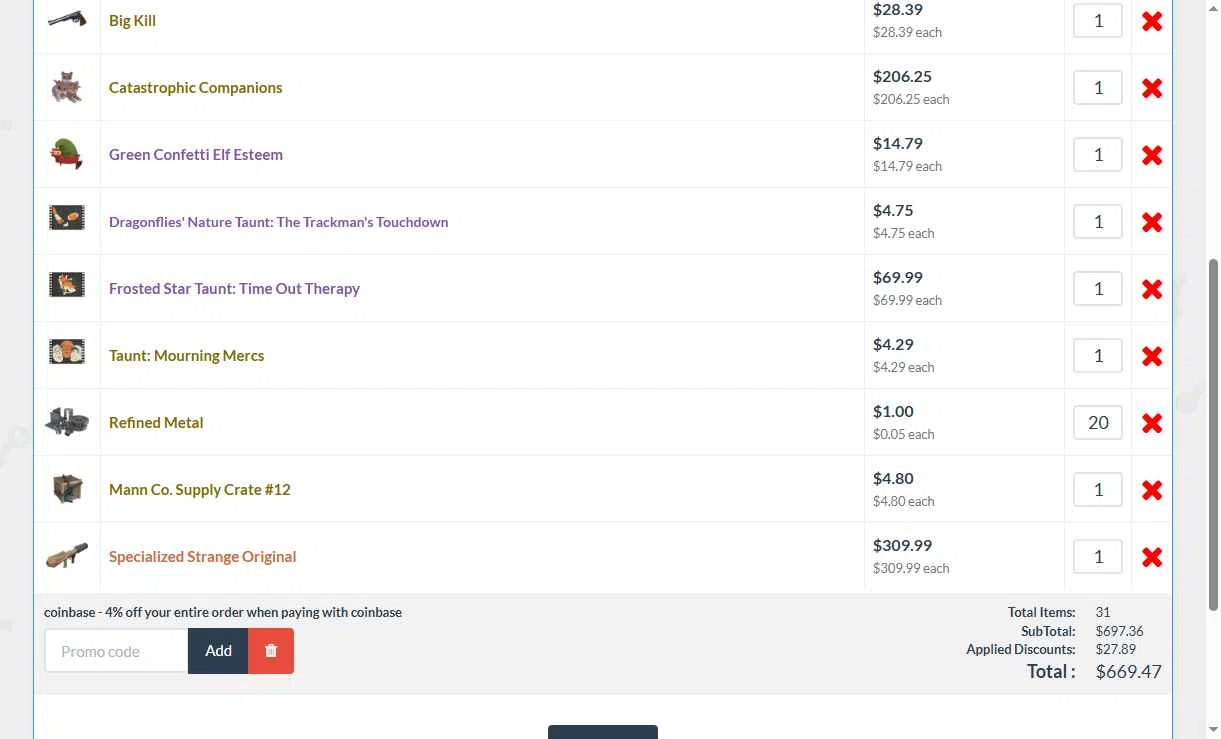 Marketplace.tf checkout page showing Marketplace.tf promo code box | Screenshot taken by SimplyCodes community member on Aug 23, 2025