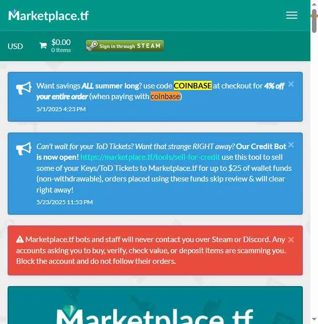 Marketplace.tf checkout page showing Marketplace.tf promo code box | Screenshot taken by SimplyCodes community member on Jun 2, 2025