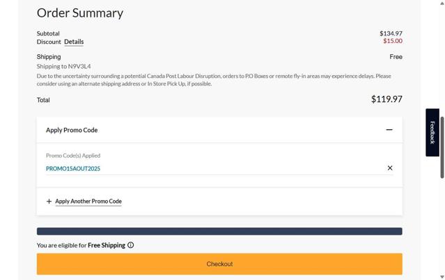 Mark's checkout page showing Mark's promo code box | Screenshot taken by SimplyCodes community member on Aug 21, 2025