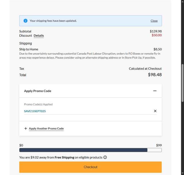 Mark's checkout page showing Mark's promo code box | Screenshot taken by SimplyCodes community member on Sep 11, 2025