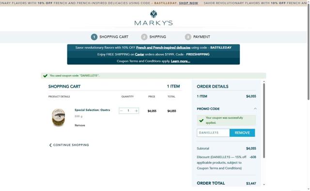 Marky's checkout page showing Marky's promo code box | Screenshot taken by SimplyCodes community member on Jul 15, 2025