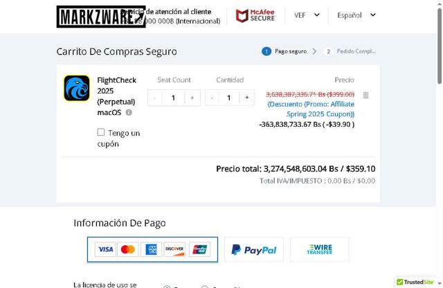Markzware checkout page showing Markzware coupon code box | Screenshot taken by SimplyCodes community member on May 9, 2025