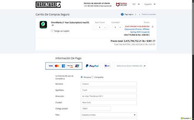 Markzware checkout page showing Markzware coupon code box | Screenshot taken by SimplyCodes community member on May 11, 2025