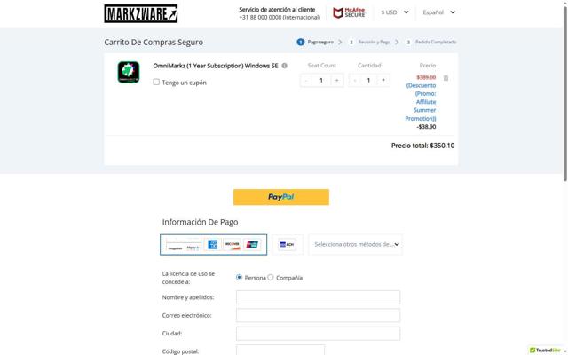 Markzware checkout page showing Markzware coupon code box | Screenshot taken by SimplyCodes community member on Aug 24, 2025