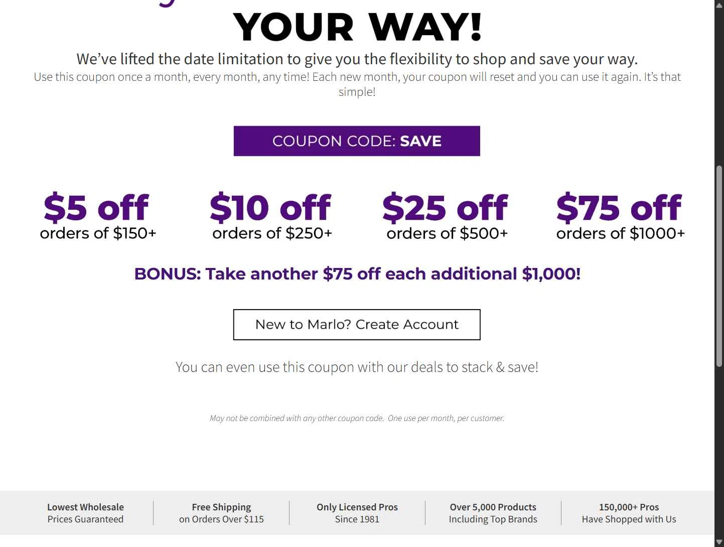 Marlo Beauty Supply checkout page showing Marlo Beauty Supply promo code box | Screenshot taken by SimplyCodes community member on Aug 27, 2025