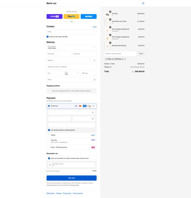 Marlo Laz checkout page showing Marlo Laz promo code box | Screenshot taken by SimplyCodes community member on Aug 15, 2025