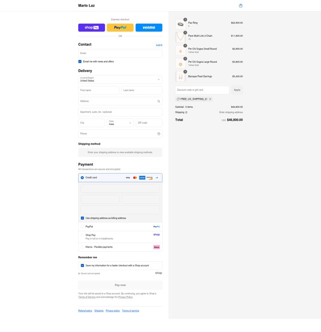 Marlo Laz checkout page showing Marlo Laz promo code box | Screenshot taken by SimplyCodes community member on Aug 25, 2025