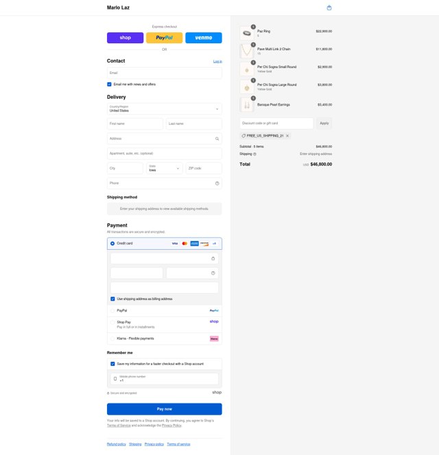 Marlo Laz checkout page showing Marlo Laz promo code box | Screenshot taken by SimplyCodes community member on Aug 29, 2025