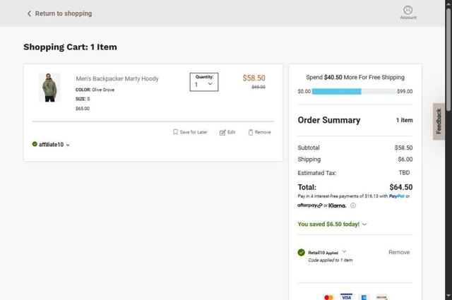Marmot checkout page showing Marmot promo code box | Screenshot taken by SimplyCodes community member on Aug 11, 2025