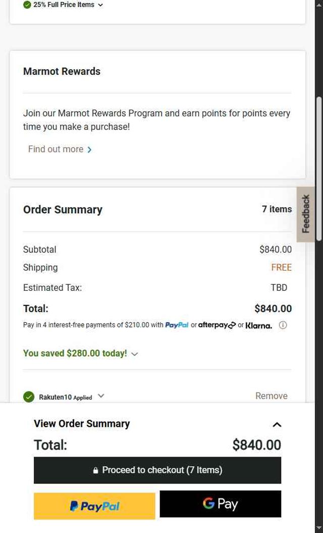 Marmot checkout page showing Marmot promo code box | Screenshot taken by SimplyCodes community member on Sep 1, 2025
