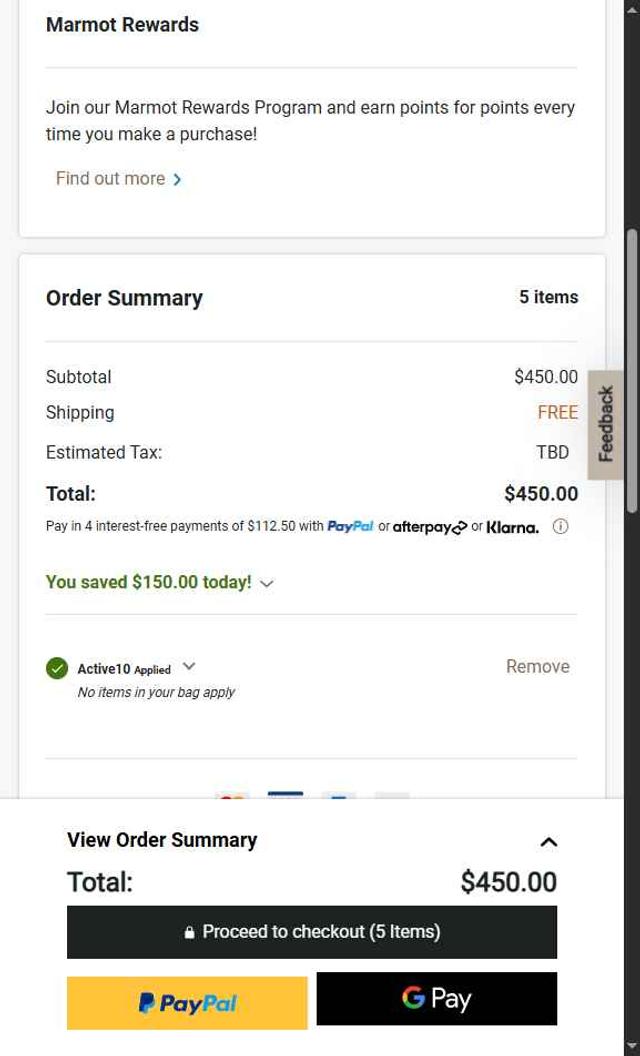 Marmot checkout page showing Marmot promo code box | Screenshot taken by SimplyCodes community member on Aug 25, 2025
