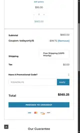 TODAYONLY15 coupon verification screenshot
