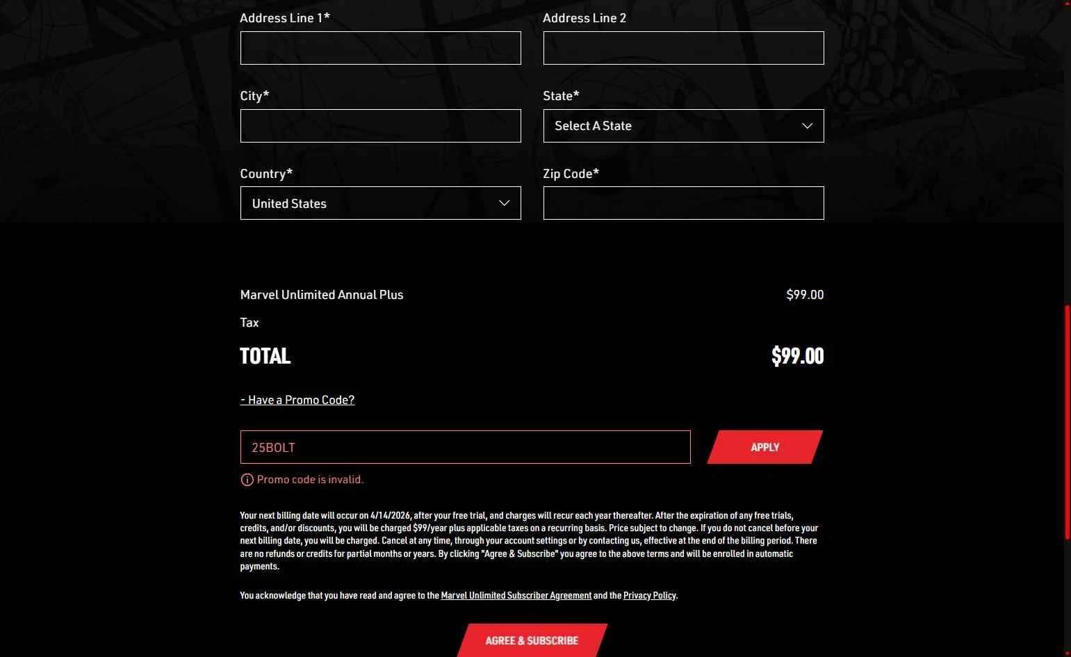 Verification screenshot for 25% Off Storewide at Marvel Unlimited - 3mo ago