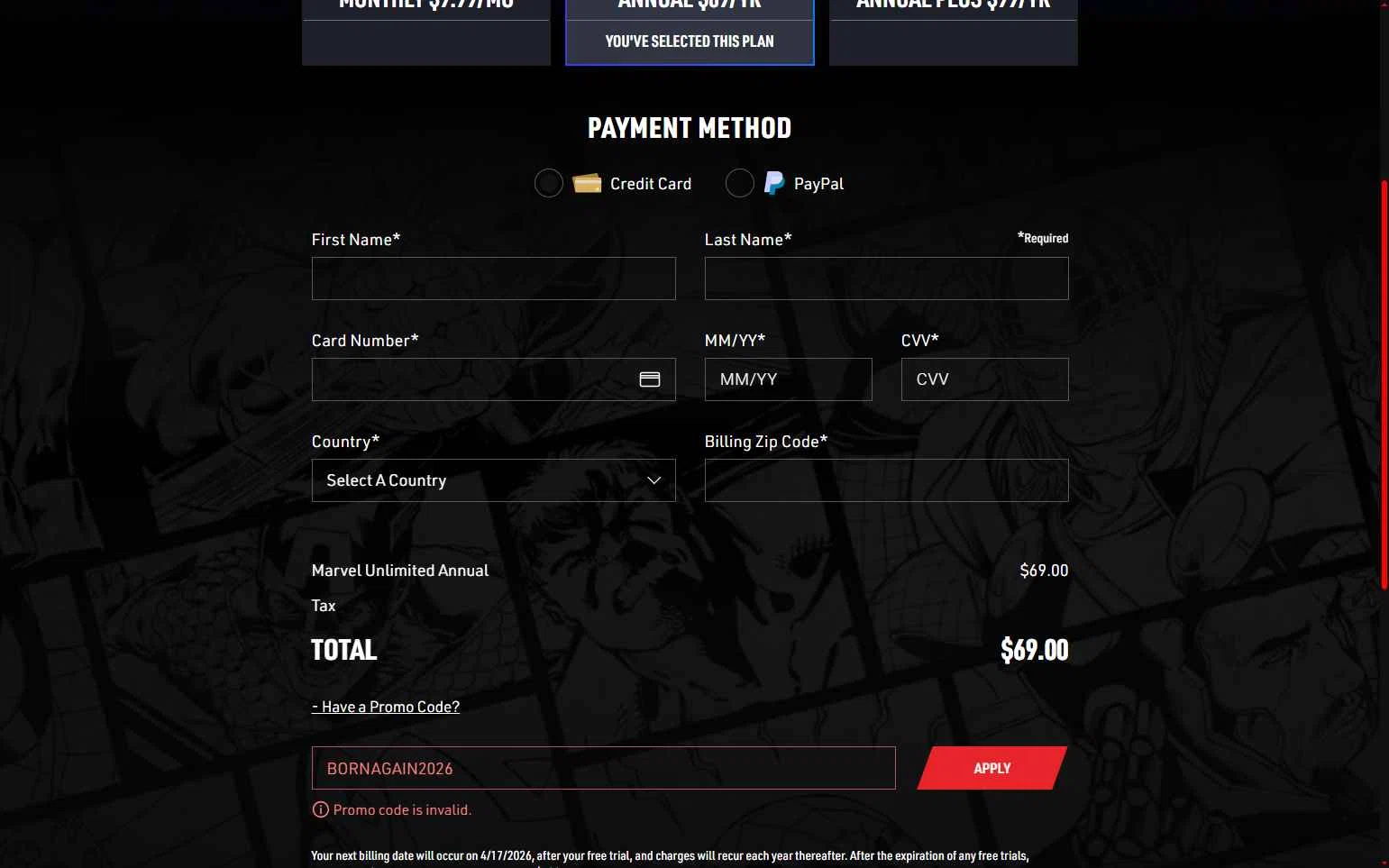 Verification screenshot for $8 Off Select Items at Marvel Unlimited - 2mo ago