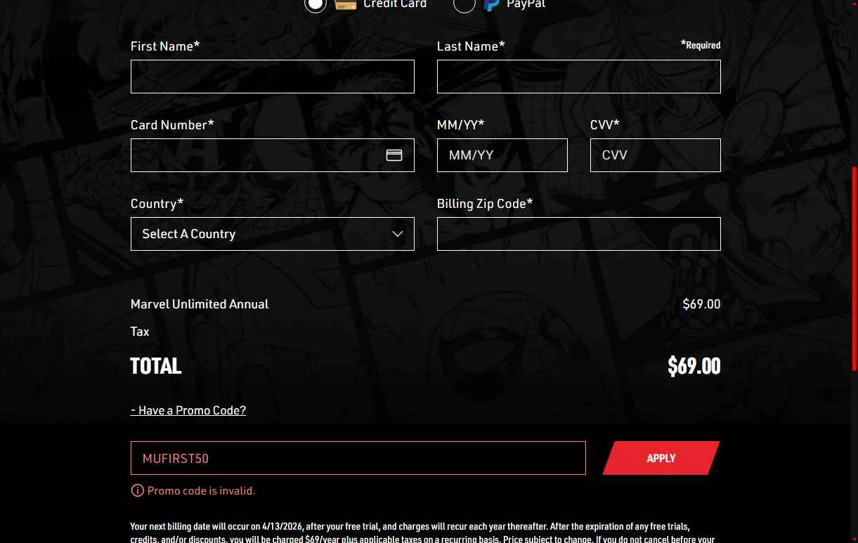 Verification screenshot for 50% Off Marvel Unlimited Monthly Subscription at Marvel Unlimited - 3mo ago